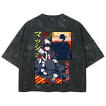 Playera streetwear premium de anime y gaming ExtraLife MX, corte boxy deluxe mineral wash heavyweight en color Acid Wash, moda urbana mexicana de culto.