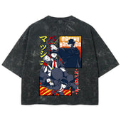 Playera streetwear premium de anime y gaming ExtraLife MX, corte boxy deluxe mineral wash heavyweight en color Acid Wash, moda urbana mexicana de culto.