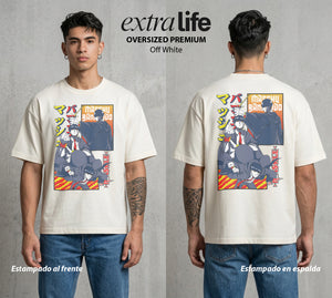 Musculos sobre Magia | El Chico Sin Poder #04597 - Playera Oversized Premium | Off White - Foto en modelo