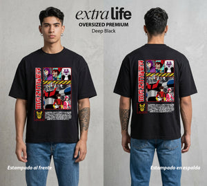 El Coloso de Acero | El Robot del Futuro #04598 - Playera Oversized Premium | Deep Black - Foto en modelo