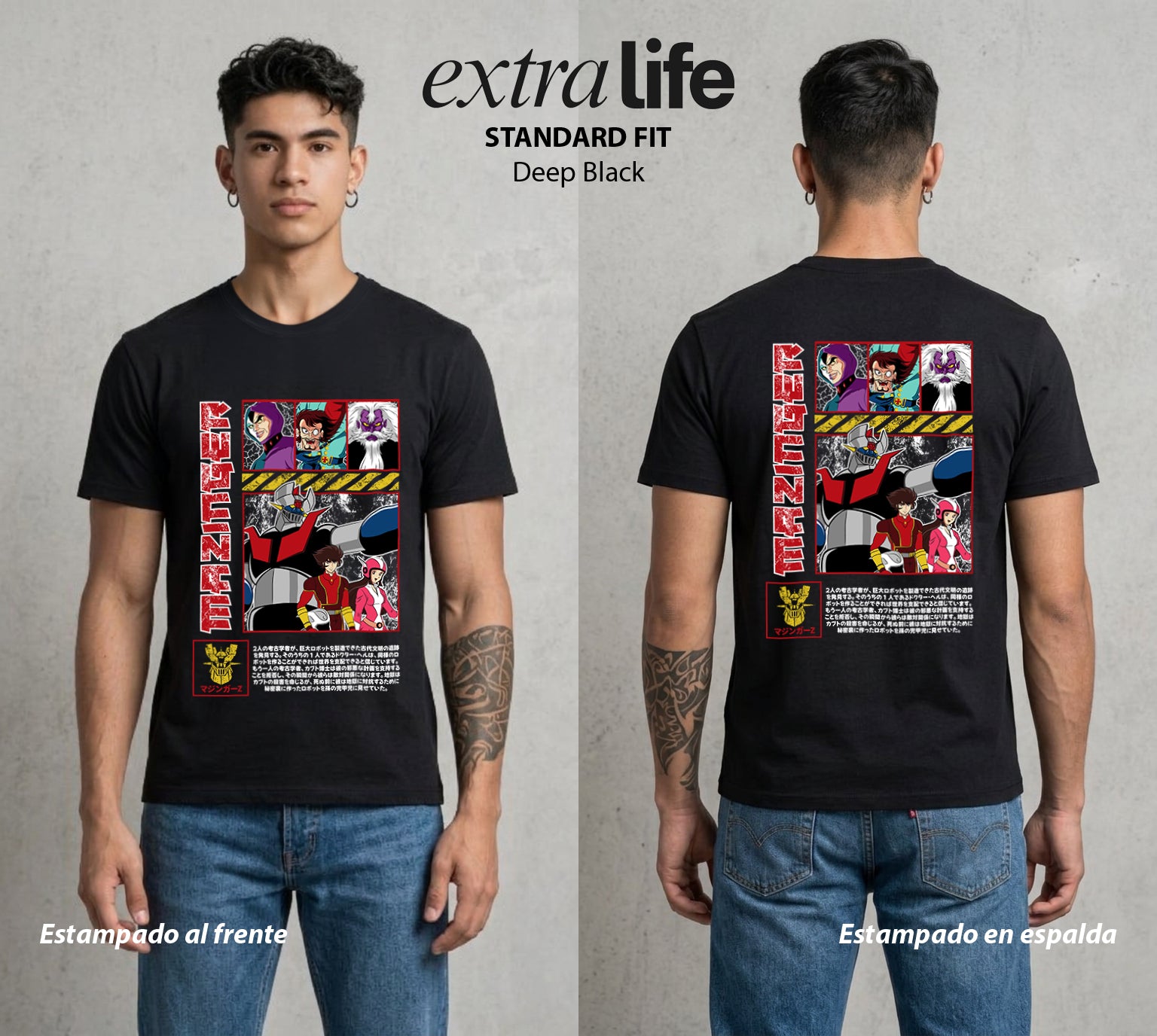 El Coloso de Acero | El Robot del Futuro #04598 - Playera Standard Fit | Deep Black - Foto en modelo