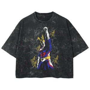 Playera streetwear premium de anime y gaming ExtraLife MX, corte boxy deluxe mineral wash heavyweight en color Acid Wash, moda urbana mexicana de culto.