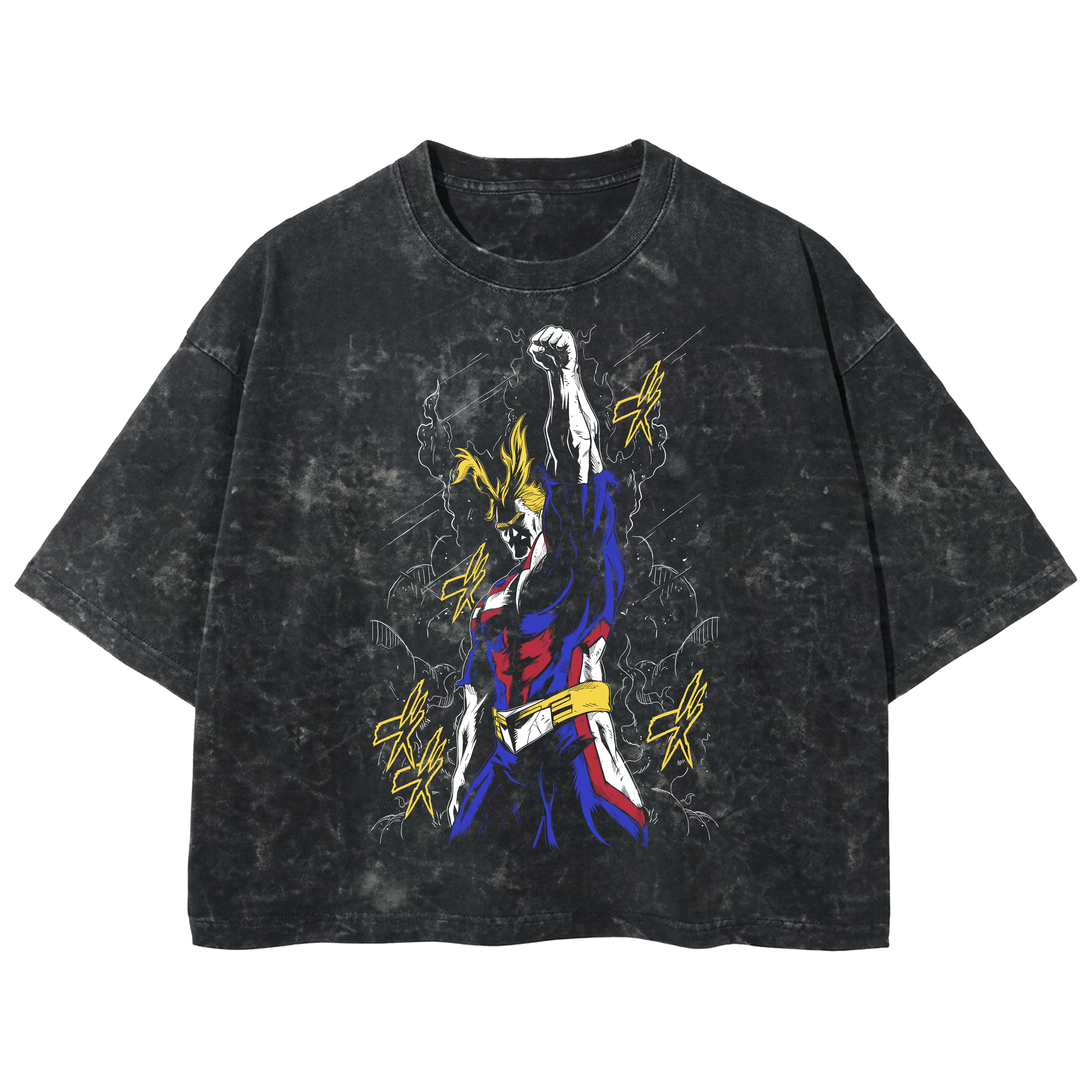 Playera streetwear premium de anime y gaming ExtraLife MX, corte boxy deluxe mineral wash heavyweight en color Acid Wash, moda urbana mexicana de culto.