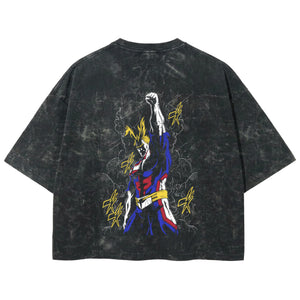 Playera streetwear premium de anime y gaming ExtraLife MX, corte boxy deluxe mineral wash heavyweight en color Acid Wash, moda urbana mexicana de culto.