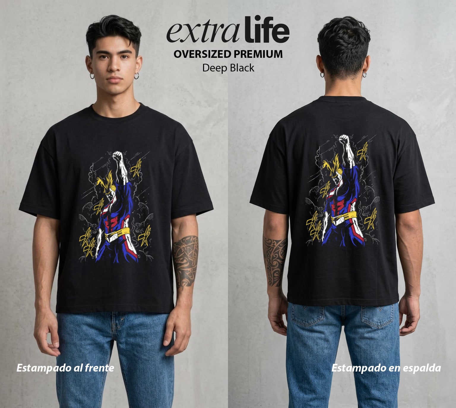 La Academia de Heroes | El Último Rescate #04600 - Playera Oversized Premium | Deep Black - Foto en modelo