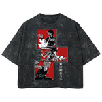 Playera streetwear premium de anime y gaming ExtraLife MX, corte boxy deluxe mineral wash heavyweight en color Acid Wash, moda urbana mexicana de culto.