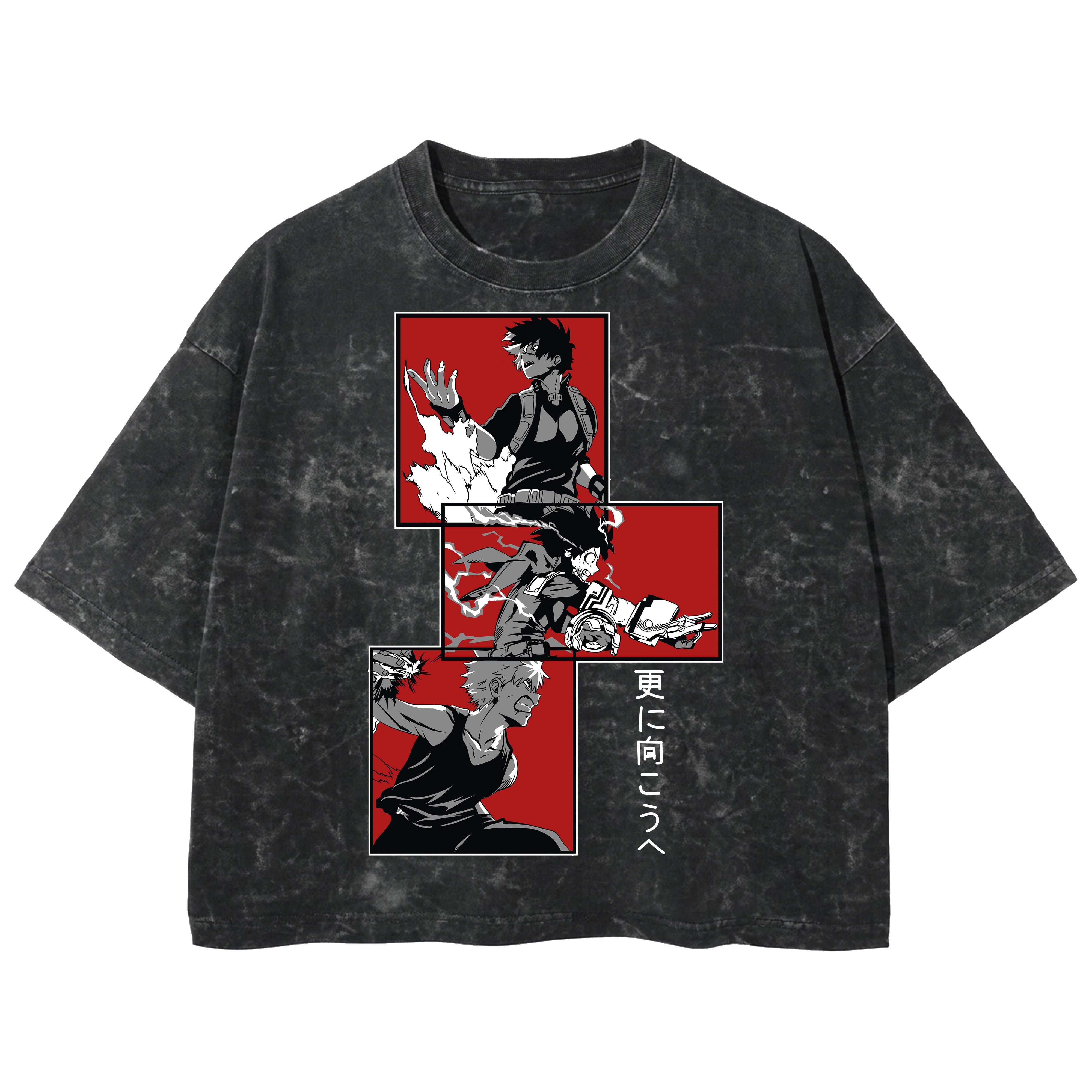 Playera streetwear premium de anime y gaming ExtraLife MX, corte boxy deluxe mineral wash heavyweight en color Acid Wash, moda urbana mexicana de culto.