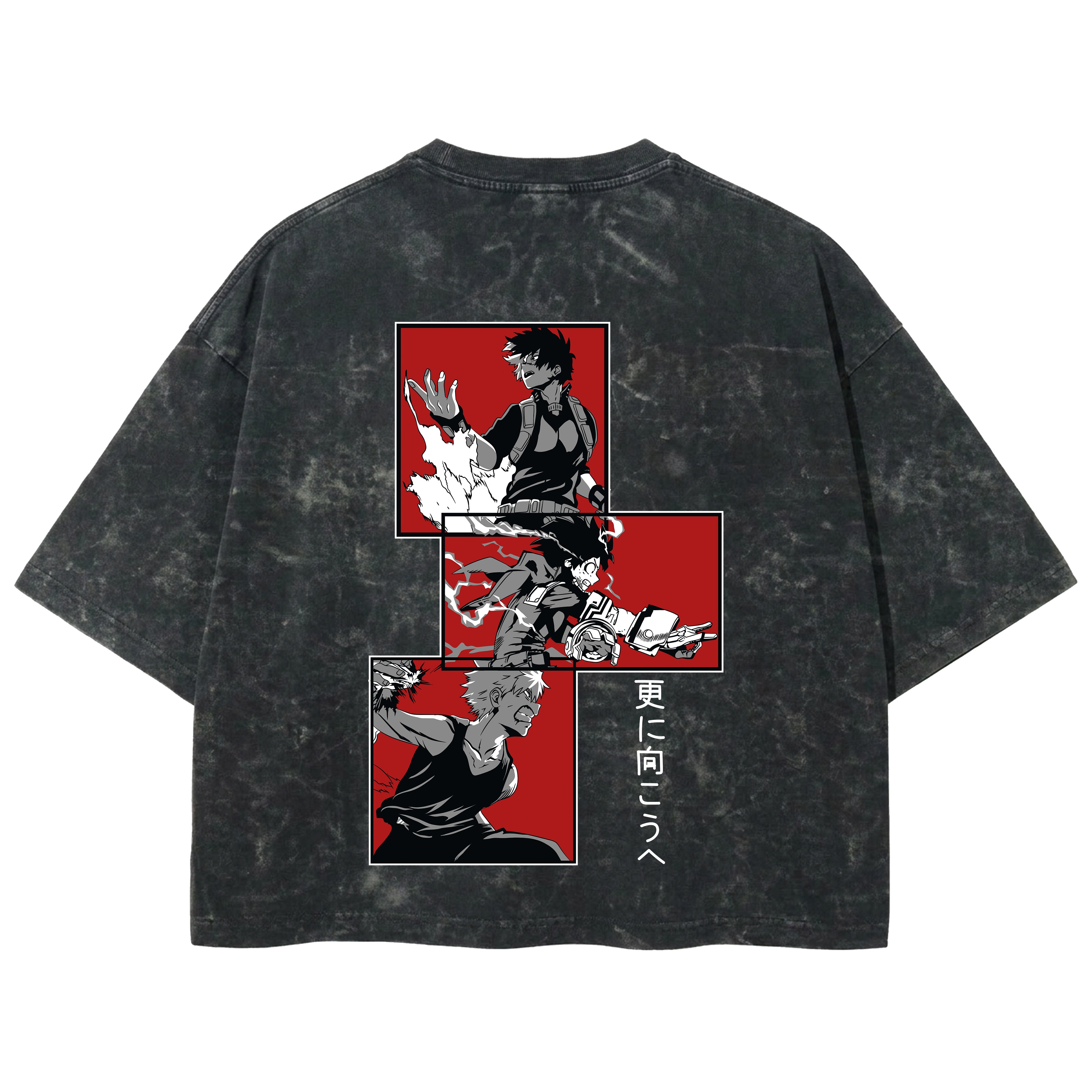 Playera streetwear premium de anime y gaming ExtraLife MX, corte boxy deluxe mineral wash heavyweight en color Acid Wash, moda urbana mexicana de culto.