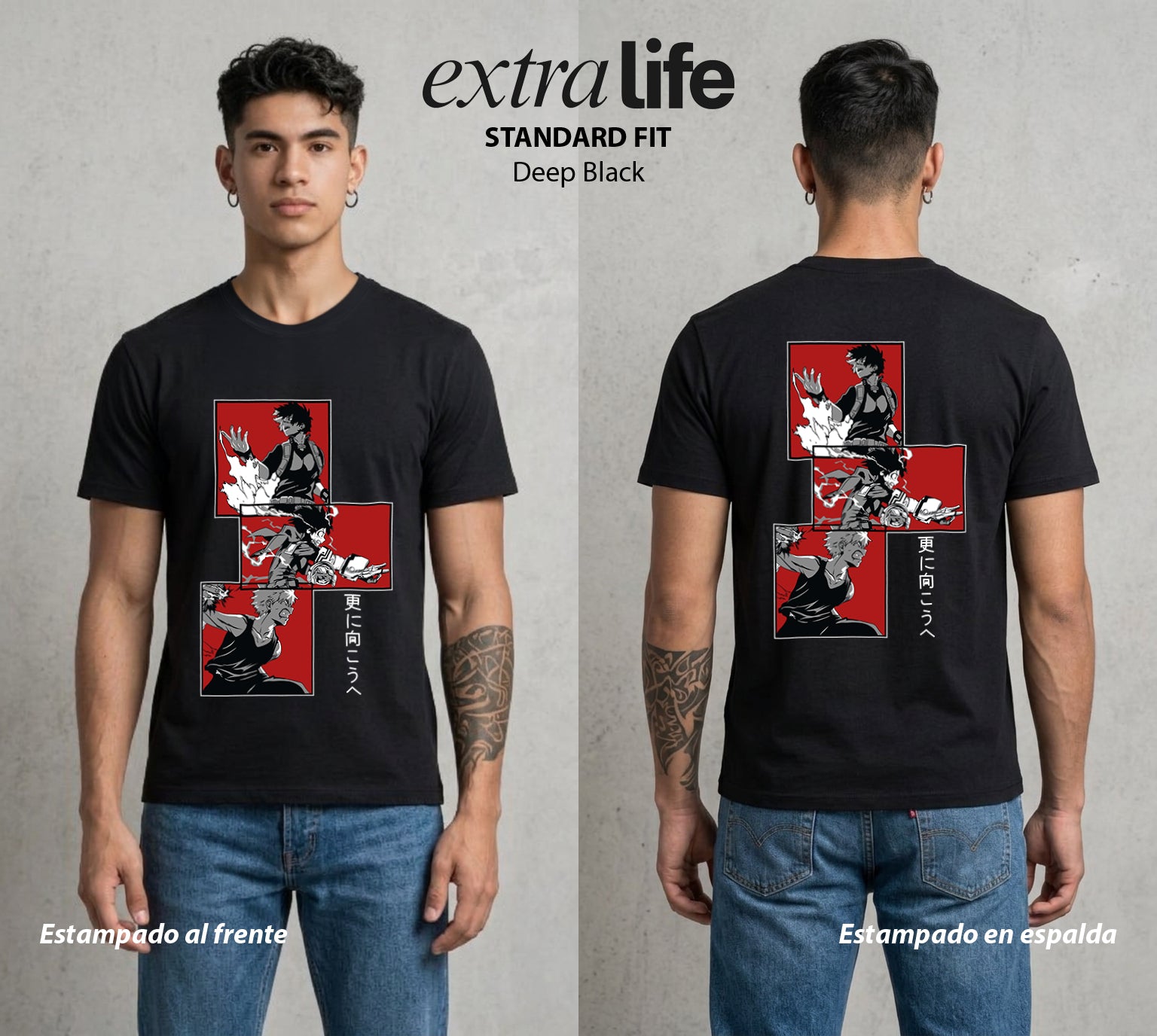 La Academia de Heroes | Los Futuros Héroes #04601 - Playera Standard Fit | Deep Black - Foto en modelo