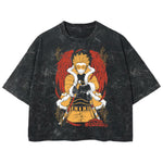 Playera streetwear premium de anime y gaming ExtraLife MX, corte boxy deluxe mineral wash heavyweight en color Acid Wash, moda urbana mexicana de culto.