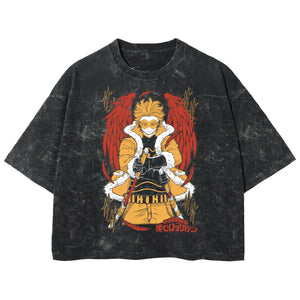 Playera streetwear premium de anime y gaming ExtraLife MX, corte boxy deluxe mineral wash heavyweight en color Acid Wash, moda urbana mexicana de culto.
