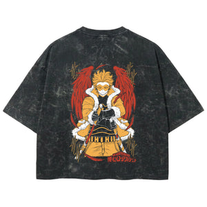 Playera streetwear premium de anime y gaming ExtraLife MX, corte boxy deluxe mineral wash heavyweight en color Acid Wash, moda urbana mexicana de culto.