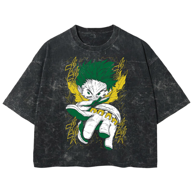 Playera streetwear premium de anime y gaming ExtraLife MX, corte boxy deluxe mineral wash heavyweight en color Acid Wash, moda urbana mexicana de culto.