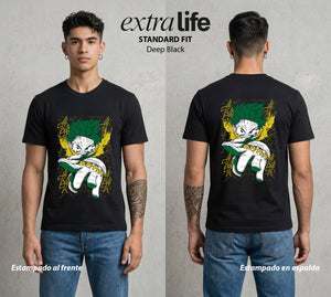 La Academia de Heroes | Fuerza de un Millón #04606 - Playera Standard Fit | Deep Black - Foto en modelo