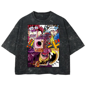 Playera streetwear premium de anime y gaming ExtraLife MX, corte boxy deluxe mineral wash heavyweight en color Acid Wash, moda urbana mexicana de culto.
