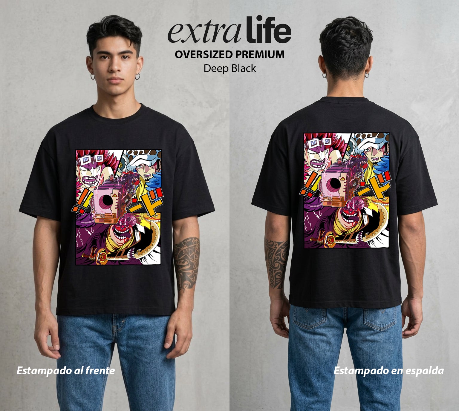 Mar de los Piratas | Emperatriz del Azúcar #04608 - Playera Oversized Premium | Deep Black - Foto en modelo