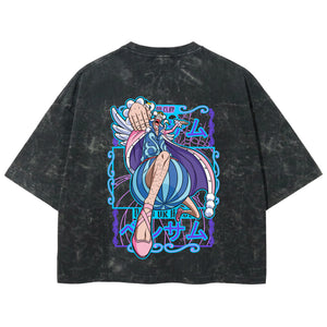Playera streetwear premium de anime y gaming ExtraLife MX, corte boxy deluxe mineral wash heavyweight en color Acid Wash, moda urbana mexicana de culto.
