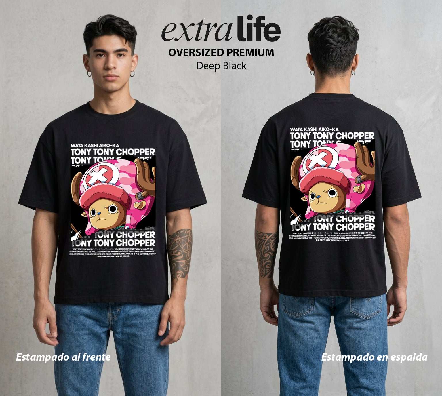 Mar de los Piratas | Tambor de Reno #04612 - Playera Oversized Premium | Deep Black - Foto en modelo