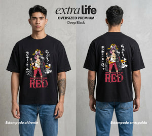 Mar de los Piratas | Melodía Pirata #04614 - Playera Oversized Premium | Deep Black - Foto en modelo