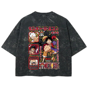 Playera streetwear premium de anime y gaming ExtraLife MX, corte boxy deluxe mineral wash heavyweight en color Acid Wash, moda urbana mexicana de culto.
