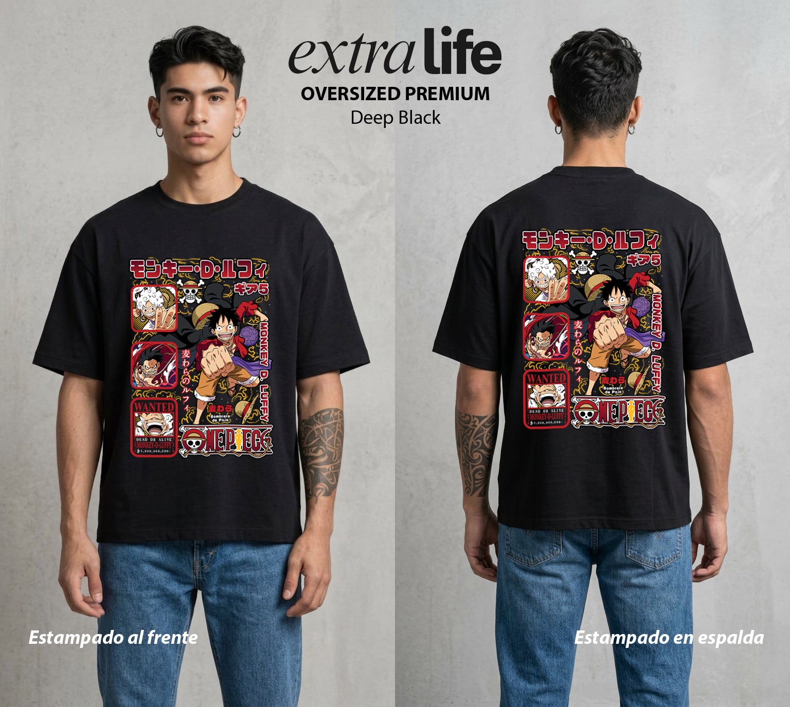 Mar de los Piratas | Rey del Mar #04618 - Playera Oversized Premium | Deep Black - Foto en modelo