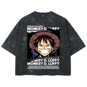 Playera streetwear premium de anime y gaming ExtraLife MX, corte boxy deluxe mineral wash heavyweight en color Acid Wash, moda urbana mexicana de culto.