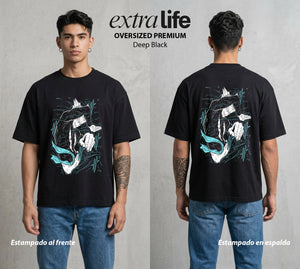El Heroe por Hobby | Monstruo Heroico #04622 - Playera Oversized Premium | Deep Black - Foto en modelo