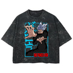 Playera streetwear premium de anime y gaming ExtraLife MX, corte boxy deluxe mineral wash heavyweight en color Acid Wash, moda urbana mexicana de culto.