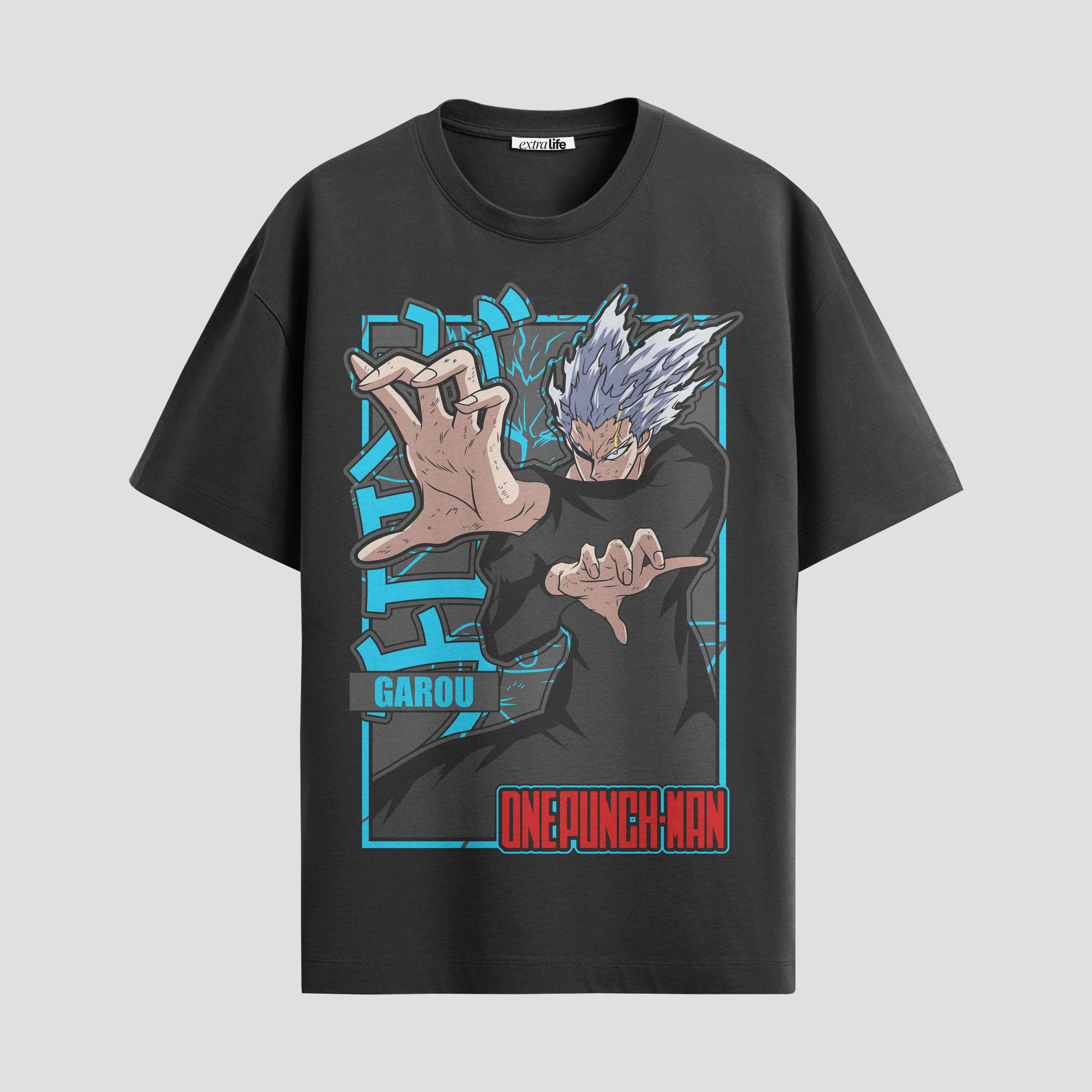 Playera urbana de anime y gaming ExtraLife MX, corte Standard Fit unisex ligero y transpirable en color Deep Black y Pure White, ropa de uso diario para gym y casual.