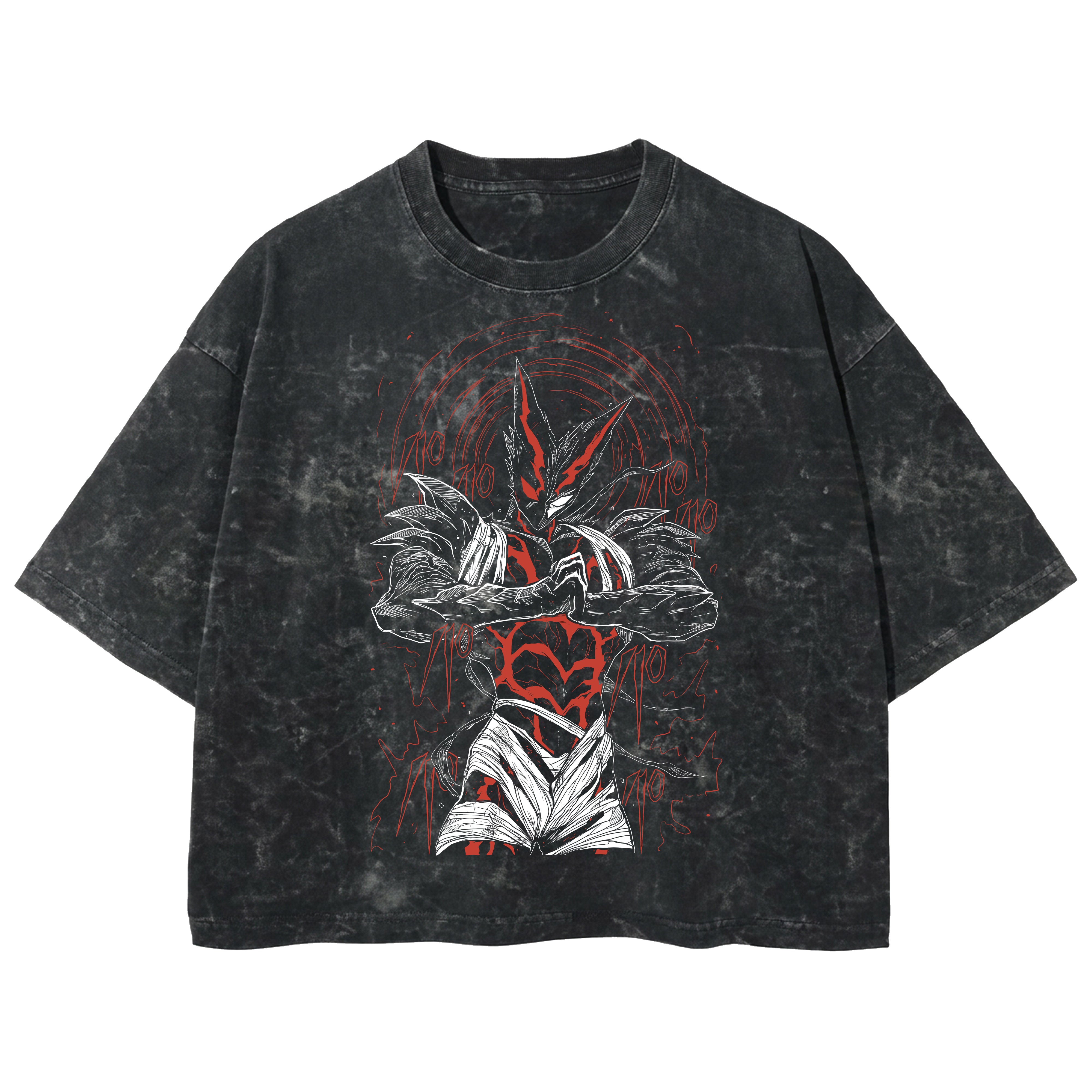 Playera streetwear premium de anime y gaming ExtraLife MX, corte boxy deluxe mineral wash heavyweight en color Acid Wash, moda urbana mexicana de culto.