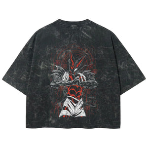 Playera streetwear premium de anime y gaming ExtraLife MX, corte boxy deluxe mineral wash heavyweight en color Acid Wash, moda urbana mexicana de culto.