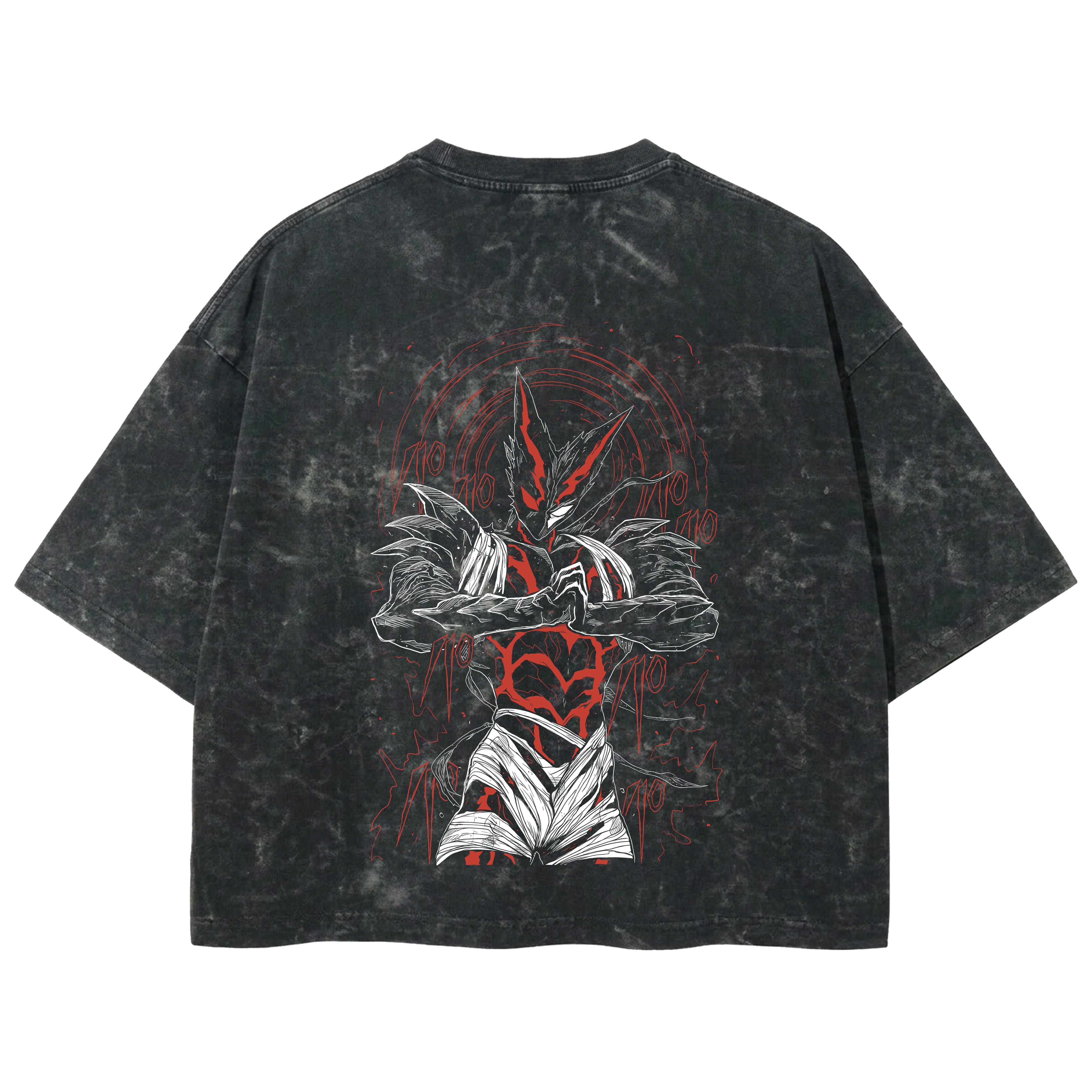Playera streetwear premium de anime y gaming ExtraLife MX, corte boxy deluxe mineral wash heavyweight en color Acid Wash, moda urbana mexicana de culto.
