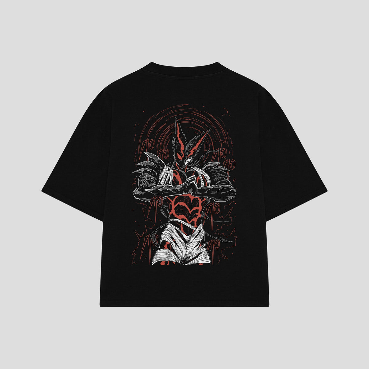 Playera streetwear premium de anime y gaming ExtraLife MX, corte oversized drop shoulder ligero y fresco en color Deep Black y Off-White, moda urbana mexicana de culto.