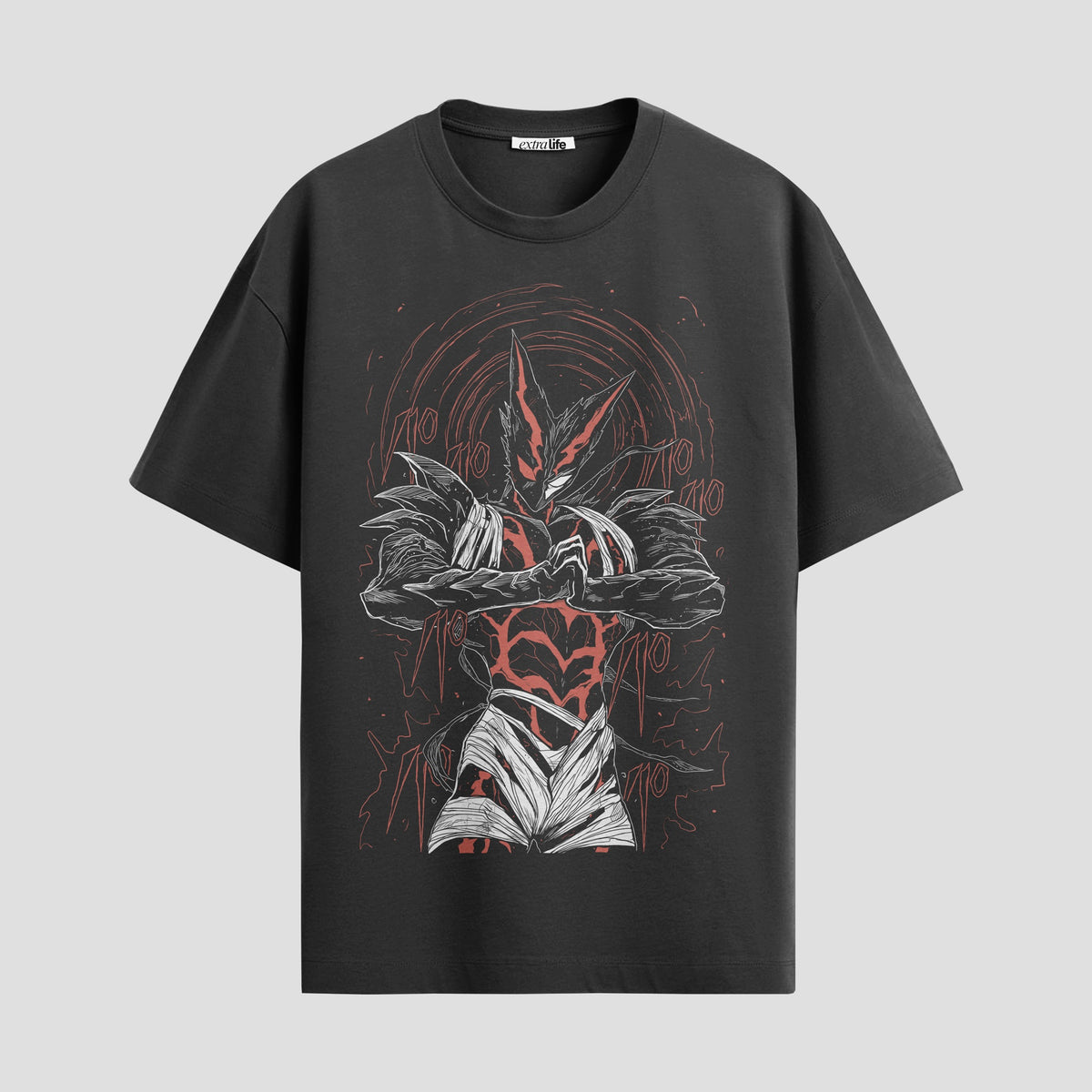 Playera urbana de anime y gaming ExtraLife MX, corte Classic Premium unisex ligero y transpirable en color Deep Black y Pure White, ropa de uso diario para gym y casual.
