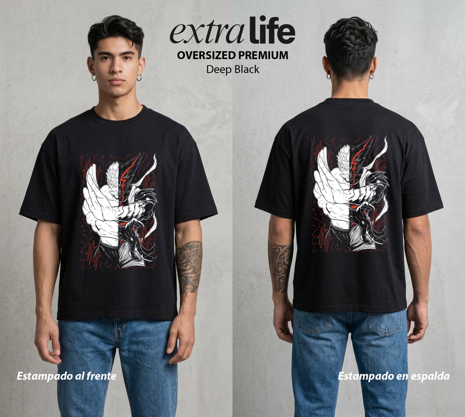 El Heroe por Hobby | Discípulo vs Maestro #04626 - Playera Oversized Premium | Deep Black - Foto en modelo
