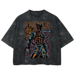 Playera streetwear premium de anime y gaming ExtraLife MX, corte boxy deluxe mineral wash heavyweight en color Acid Wash, moda urbana mexicana de culto.