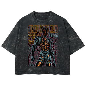 Playera streetwear premium de anime y gaming ExtraLife MX, corte boxy deluxe mineral wash heavyweight en color Acid Wash, moda urbana mexicana de culto.