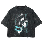 Playera streetwear premium de anime y gaming ExtraLife MX, corte boxy deluxe mineral wash heavyweight en color Acid Wash, moda urbana mexicana de culto.