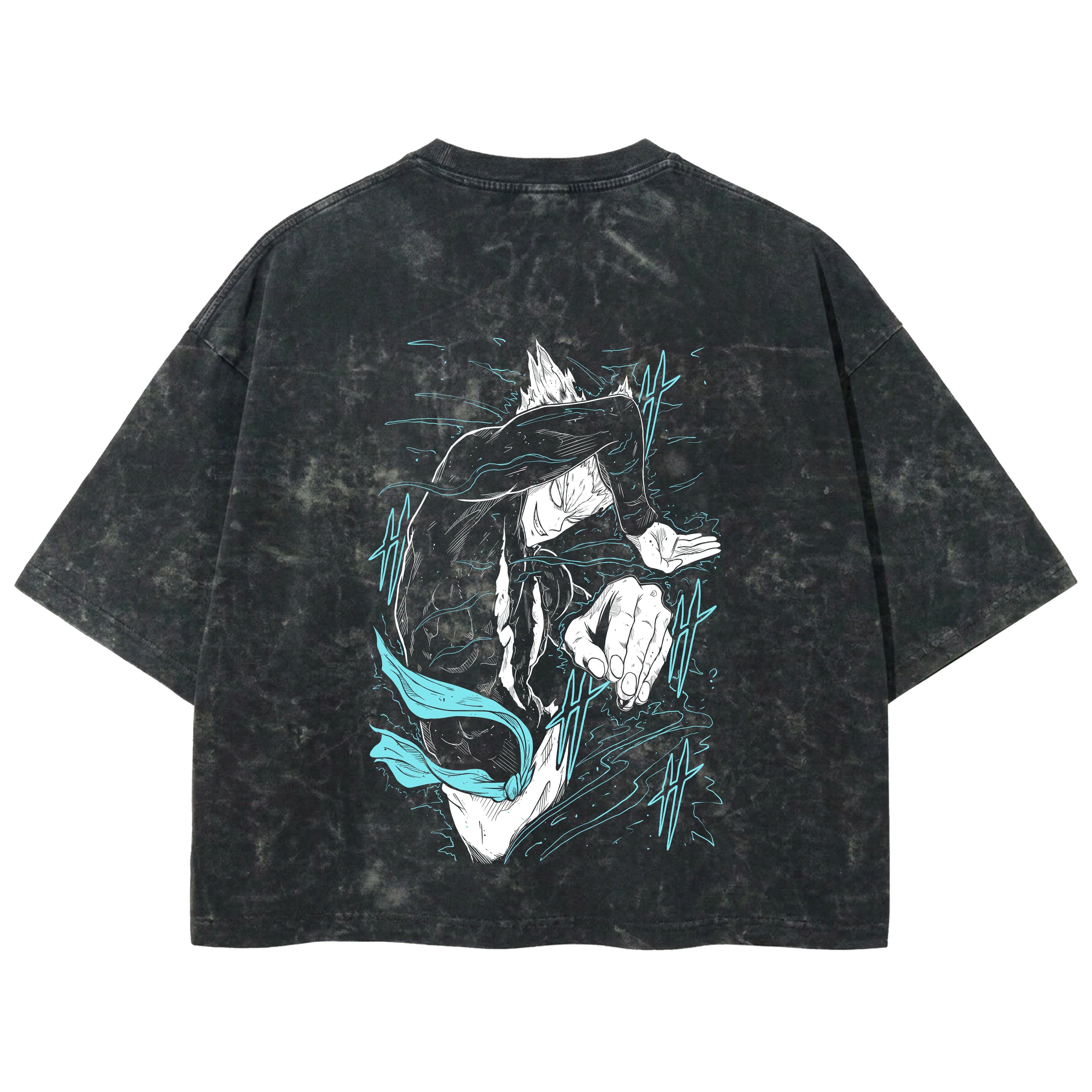 Playera streetwear premium de anime y gaming ExtraLife MX, corte boxy deluxe mineral wash heavyweight en color Acid Wash, moda urbana mexicana de culto.