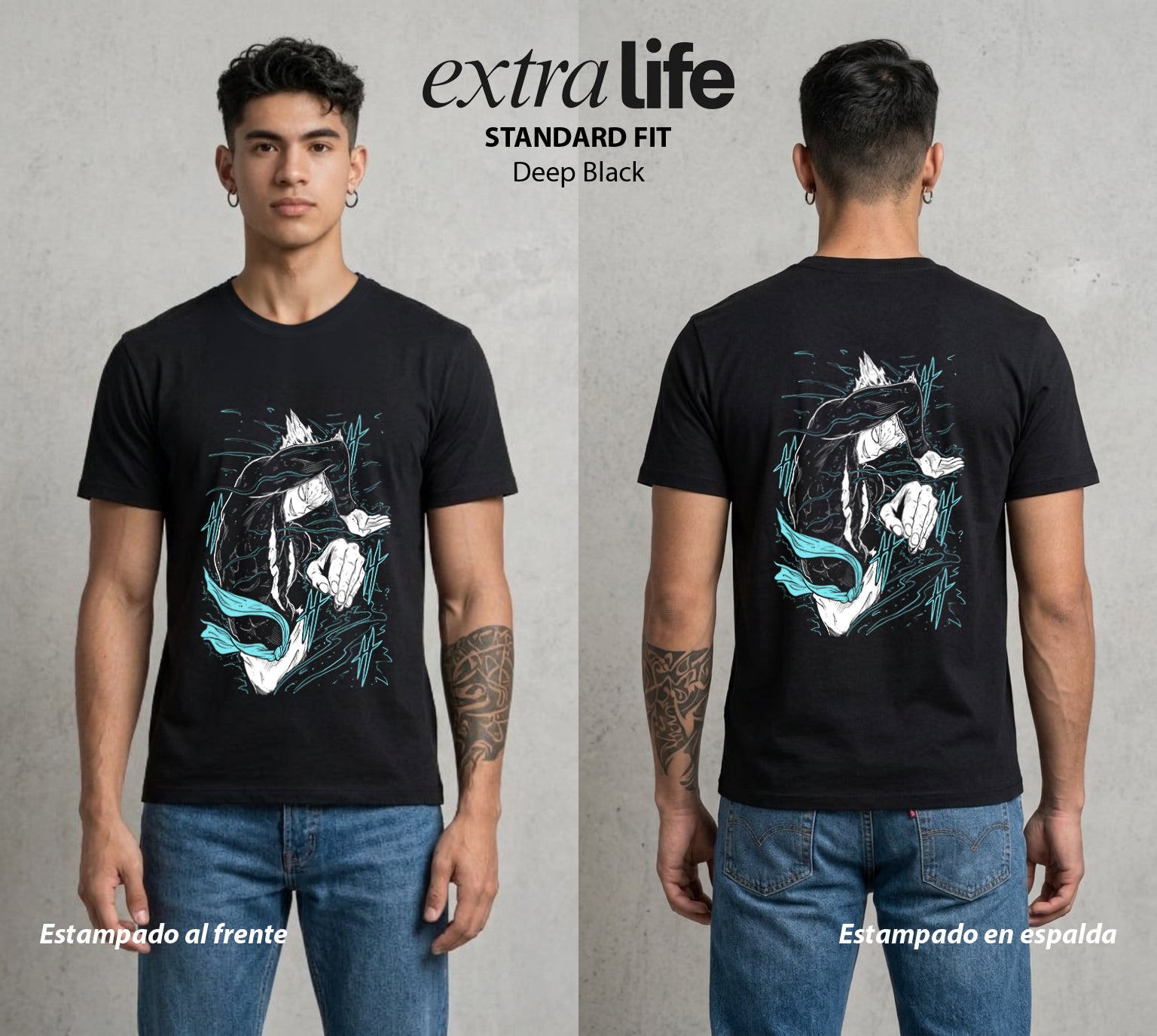El Heroe por Hobby | Sombra del Héroe #04629 - Playera Standard Fit | Deep Black - Foto en modelo