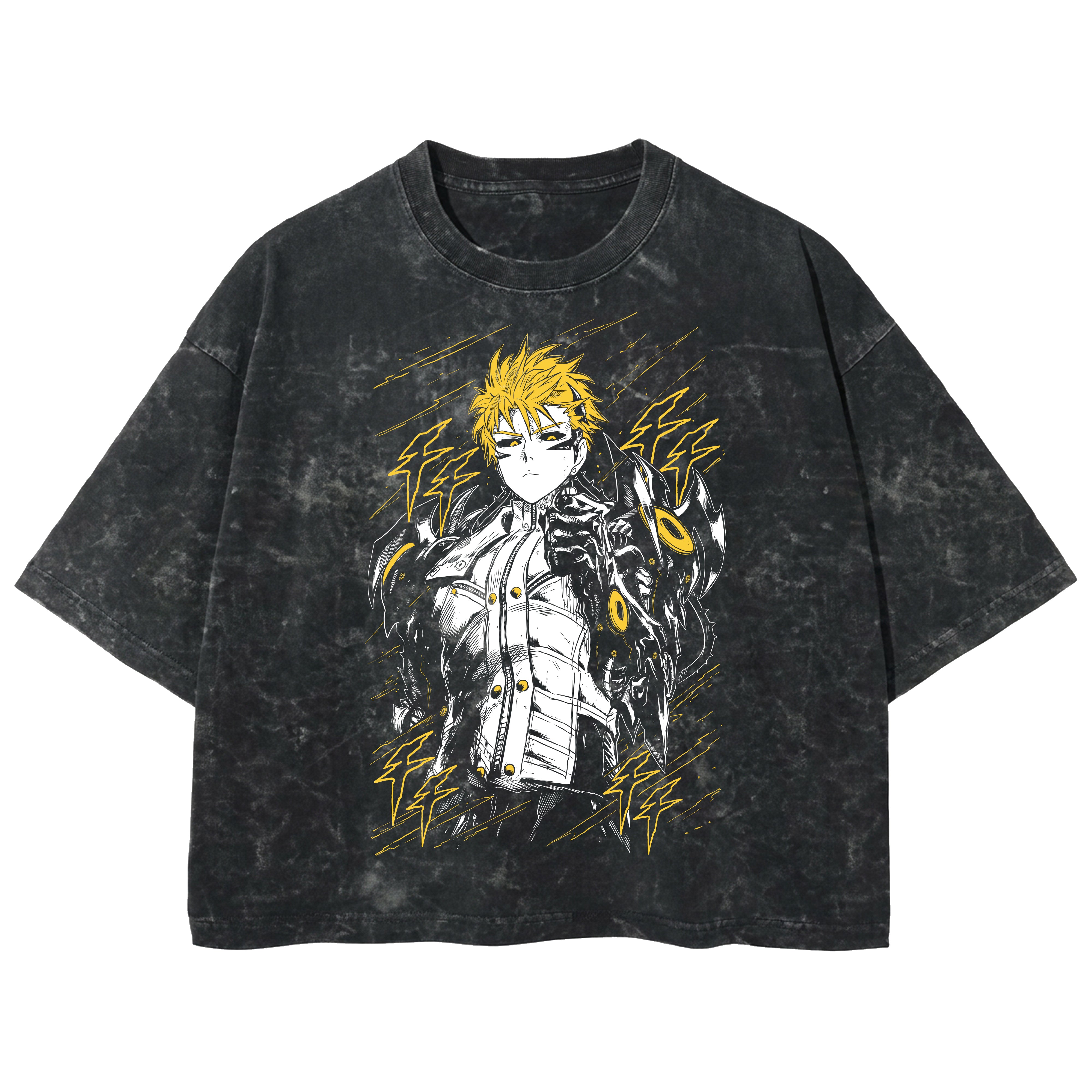 Playera streetwear premium de anime y gaming ExtraLife MX, corte boxy deluxe mineral wash heavyweight en color Acid Wash, moda urbana mexicana de culto.