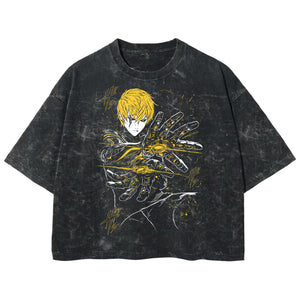 Playera streetwear premium de anime y gaming ExtraLife MX, corte boxy deluxe mineral wash heavyweight en color Acid Wash, moda urbana mexicana de culto.