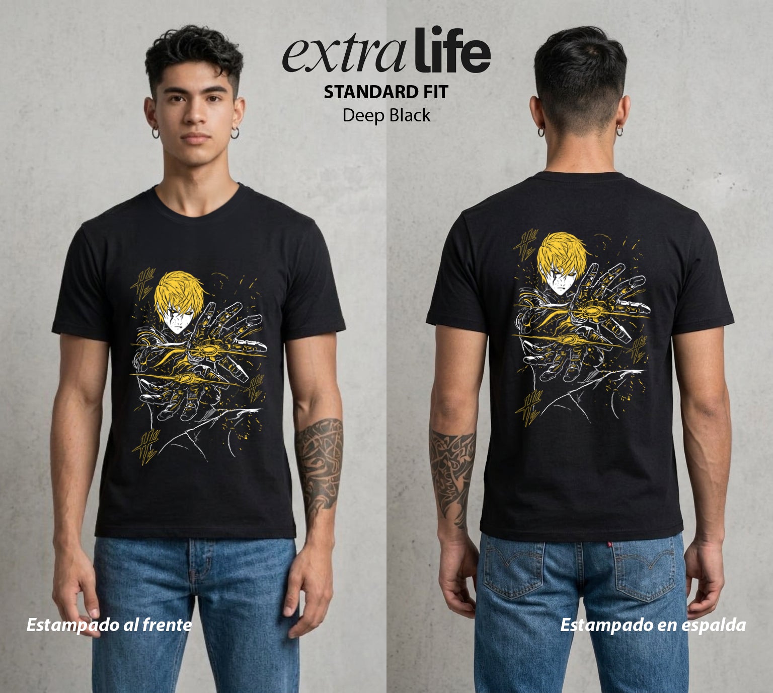 El Heroe por Hobby | Núcleo Incandescente #04631 - Playera Standard Fit | Deep Black - Foto en modelo