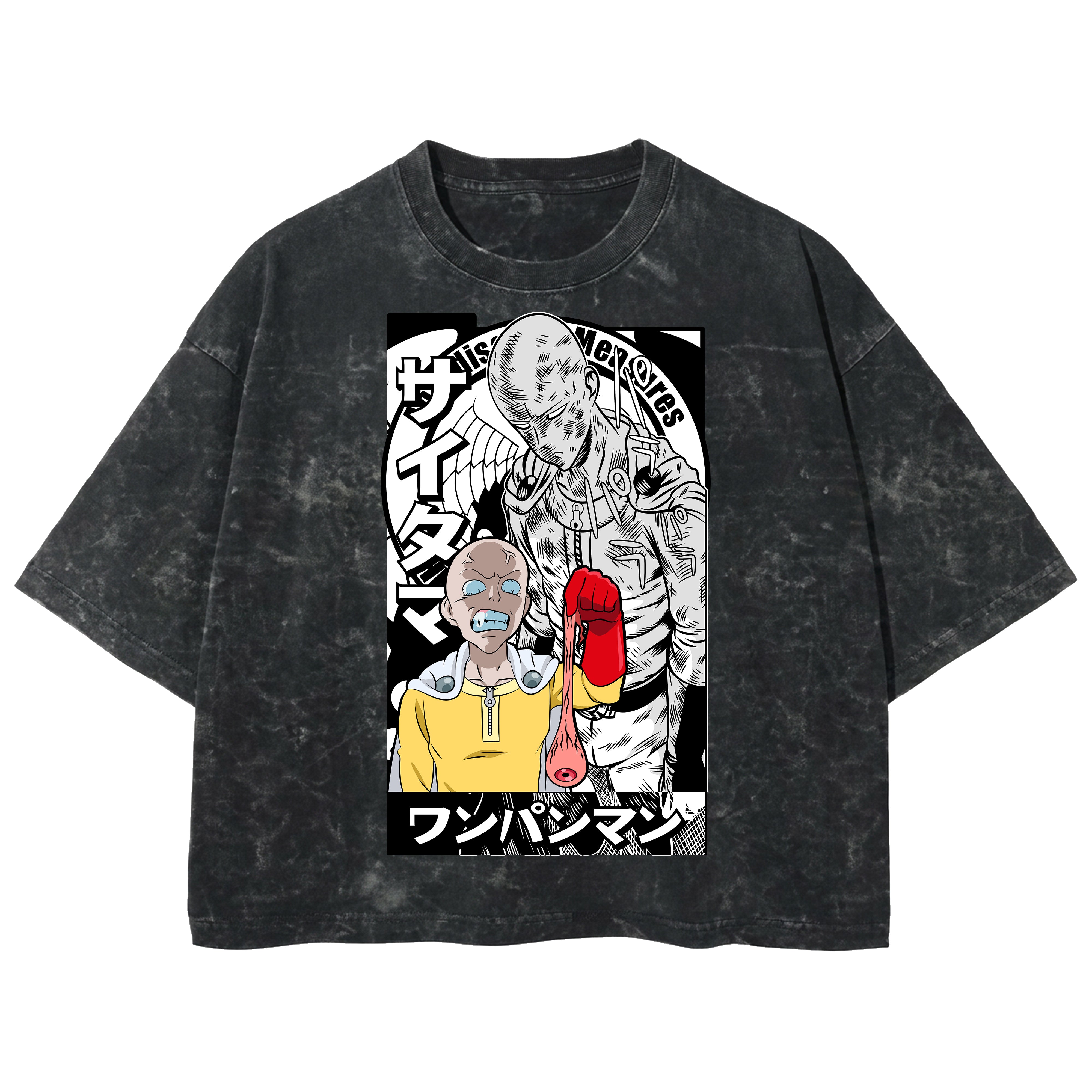 Playera streetwear premium de anime y gaming ExtraLife MX, corte boxy deluxe mineral wash heavyweight en color Acid Wash, moda urbana mexicana de culto.