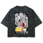 Playera streetwear premium de anime y gaming ExtraLife MX, corte boxy deluxe mineral wash heavyweight en color Acid Wash, moda urbana mexicana de culto.