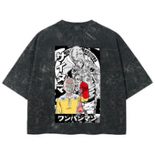 Playera streetwear premium de anime y gaming ExtraLife MX, corte boxy deluxe mineral wash heavyweight en color Acid Wash, moda urbana mexicana de culto.