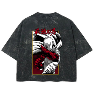 Playera streetwear premium de anime y gaming ExtraLife MX, corte boxy deluxe mineral wash heavyweight en color Acid Wash, moda urbana mexicana de culto.