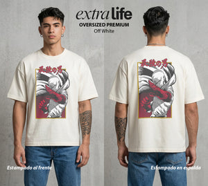 El Heroe por Hobby | Héroe por Hobby #04634 - Playera Oversized Premium | Off White - Foto en modelo