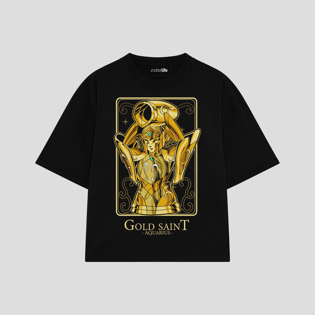 Playera streetwear premium de anime y gaming ExtraLife MX, corte oversized drop shoulder ligero y fresco en color Deep Black y Off-White, moda urbana mexicana de culto.