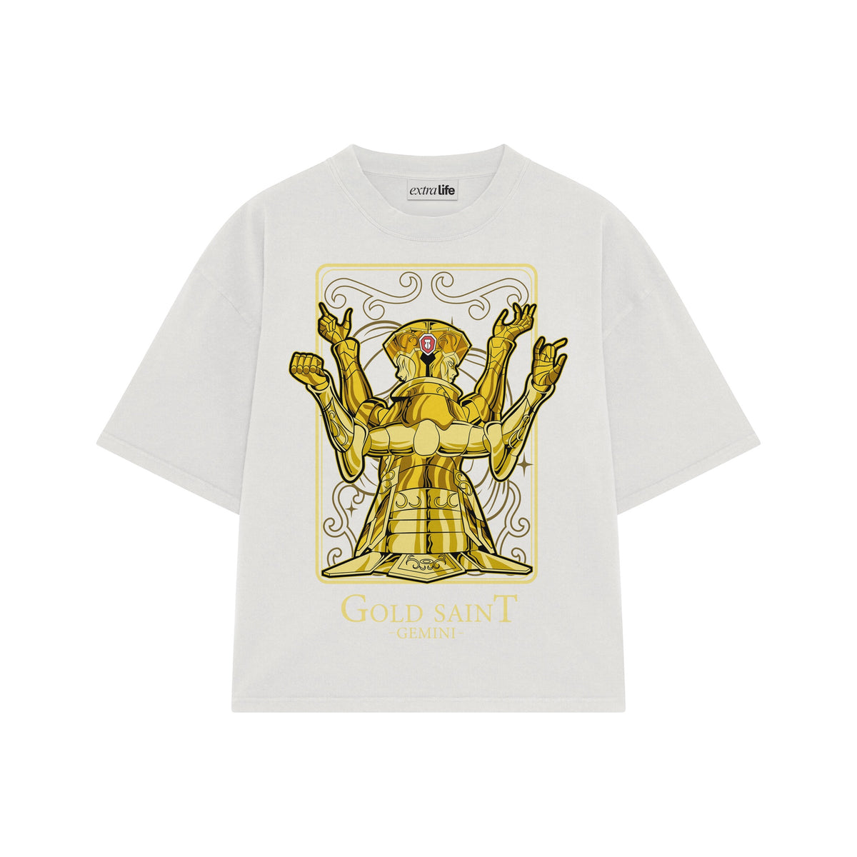 Playera streetwear premium de anime y gaming ExtraLife MX, corte oversized drop shoulder ligero y fresco en color Deep Black y Off-White, moda urbana mexicana de culto.